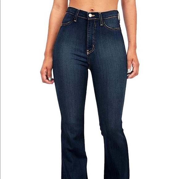 high waisted denim bell bottoms